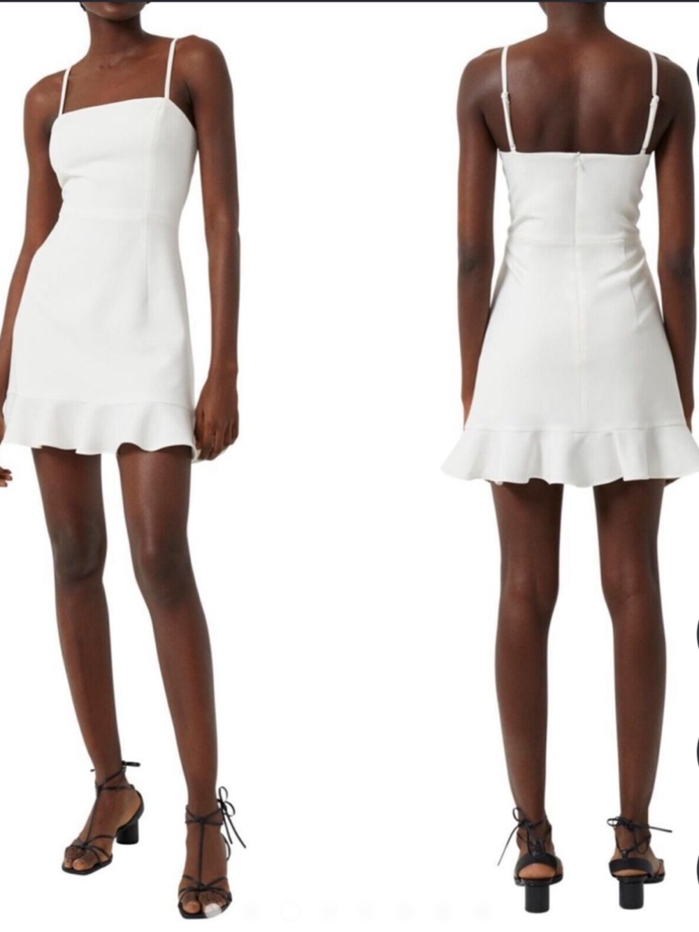 French Connection Mini White Ruffle Hem Dress - Picture 4 of 11